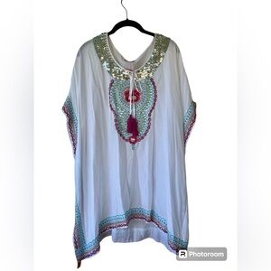 RUBY YAYA Embroidered and Sequin Swim Coverup Size Medium